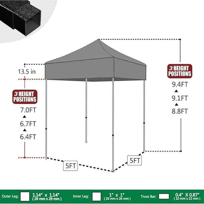 Eurmax USA 5'x5' Pop Up Canopy Tent Commercial Instant Canopies with Heavy Duty Roller Bag,Bonus 4 Sand Weights Bags (Yellow)