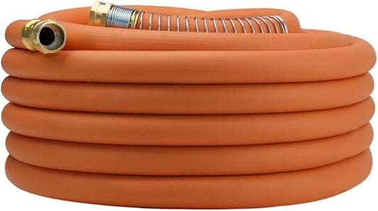 WiseFlow Garden Hose 75FT x 3/4, Heavy Duty Rubber Hose, Water Hose with Five Layered Braiding, Male Female Fittings, 1000PSI Burst, 300PSI Working (Orange)