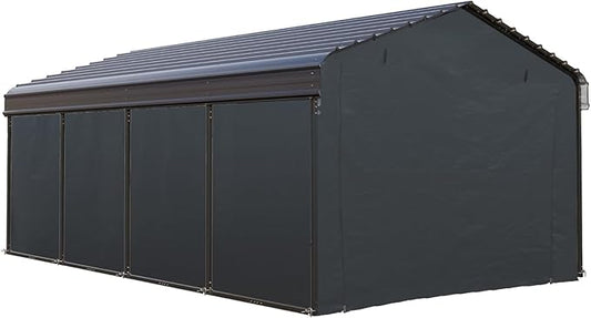 PHI VILLA 12 x 20 ft Carport Metal Carports with Galvanized Steel Roof with Sidewalls Enclosure Kit, Sturdy Heavy Duty Metal Carport for Cars, Boats, and Tractor
