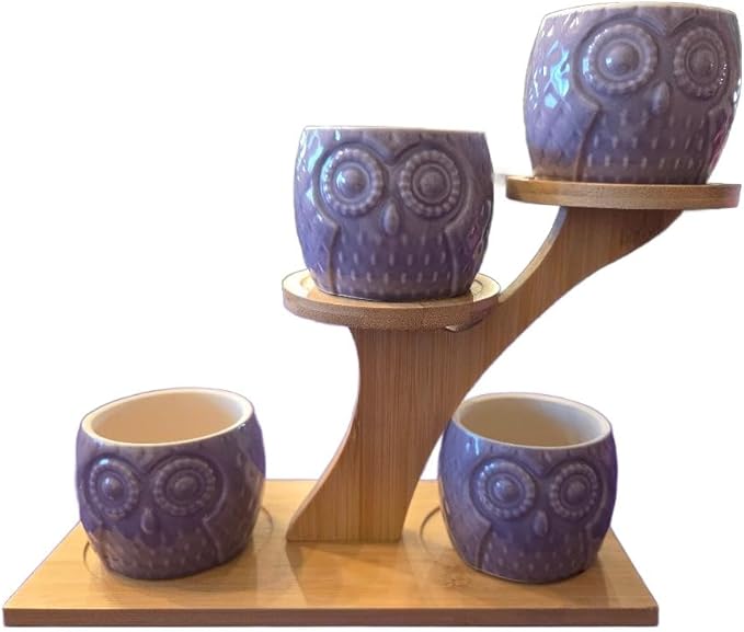 Blisse Wood Owl Planter (Purple)