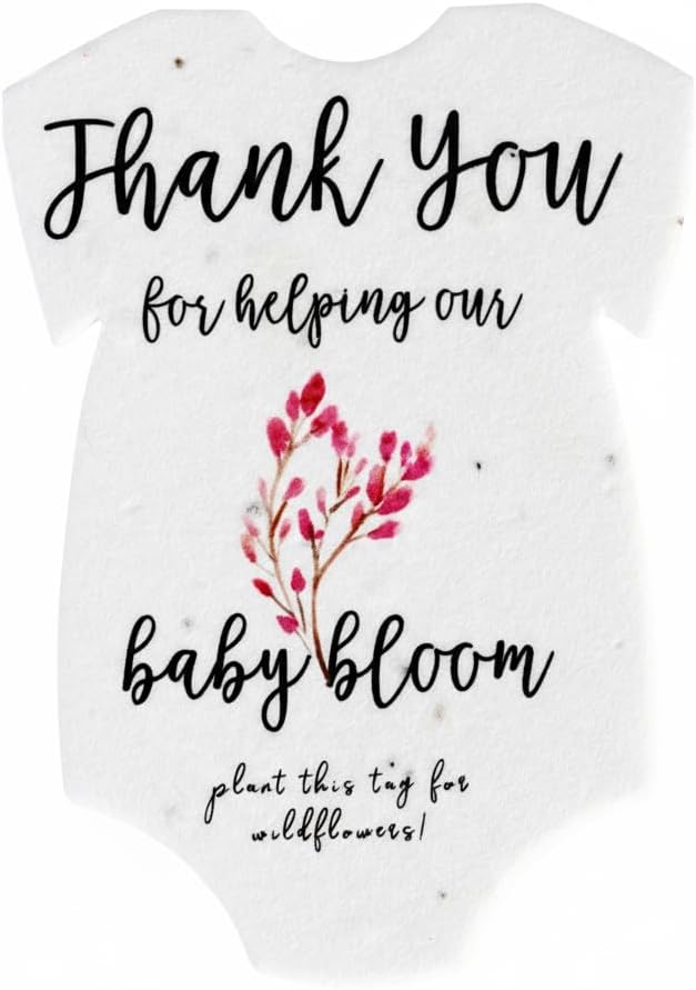 Onesie Seed Paper – 15Pcs Pink Baby Shower Favors for Guests with Wildflower Seeds, Writable & Plantable, Baby Shower Gifts for Guest