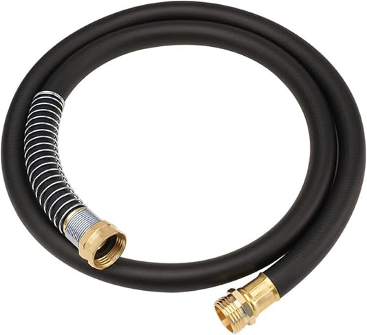 WiseFlow Garden Hose 5FT x 5/8, Heavy Duty Rubber Hose, Water Hose with Five Layered Braiding, Male Female Fittings, 1000PSI Burst, 300PSI Working (Black)