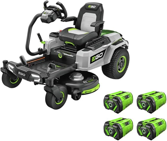 EGO Power+ Electric Riding Lawn Mower, 42" Deck with Zero Turn Radius, Includes (4) 56V 12.0Ah Batteries and Charger - ZT4205S