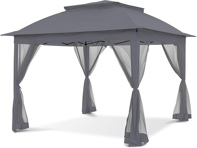 COOS BAY 11x11 Pop Up Gazebo with Mesh Netting, Instant Outdoor Canopy Tent, Water Resistant Shelter with UPF 50+ UV Protection, 121 Sq Ft Coverage, Dark Gray