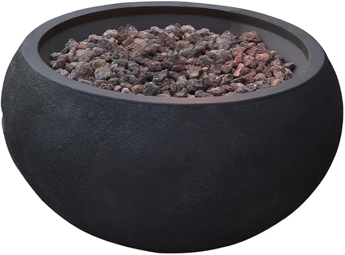 York Fire Table Outdoor Fire Pit 27 x 27 Cast Concrete Firepit Includes Lava Rocks 45,000 BTUs Outdoor Fireplace for Patio Furniture Set, Deck, Porch, Outdoor Heater - Natural Gas