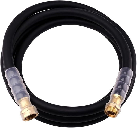 Heavy Duty Premium Garden Hose 15ft x 5/8, 300PSI Working, 1000PSI Burst, Hybrid Rubber Water Hose with Transparent Swivel Handle - Hot/Cold Water - Five Layered Braiding with Brass fittings (Black)
