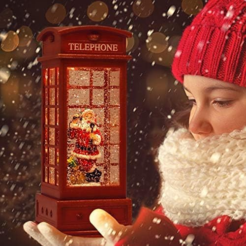 Christmas Snow Globe Lantern Christmas Decorations, Xmas Gifts Christma Vintage Home Decor Indoor,Sparkling with Music 6H Timer, Holiday Party Gifts (Santa Claus)