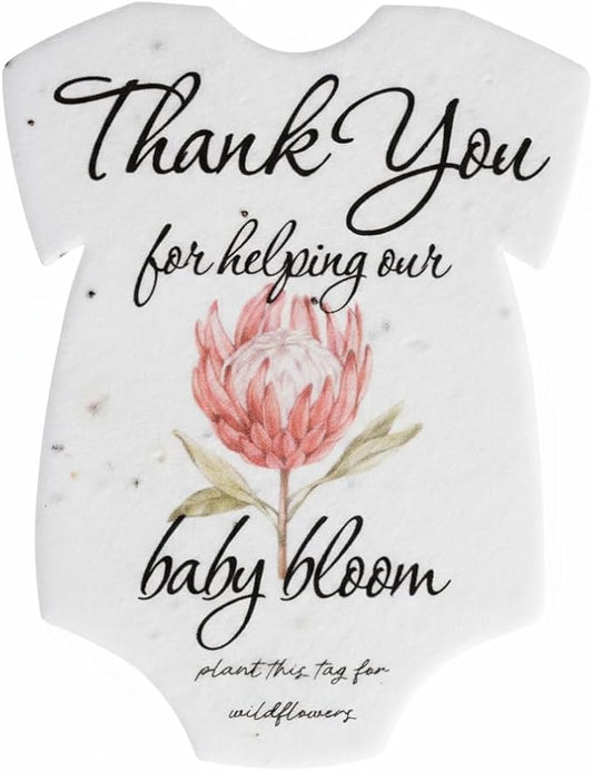 Onesie Seed Paper – 15Pcs Protea Baby Shower Favors for Guests with Wildflower Seeds, Writable & Plantable, Baby Shower Gifts for Guest