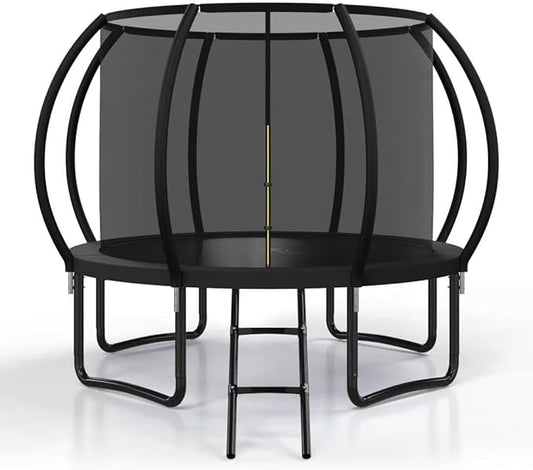 Polar Aurora 10FT 12FT 14FT 16FT Outdoor Trampoline with Safety Enclosure Net, Thickened Spring Pad，ASTM Approved Recreational Trampoline for Kids and Adults,Anti-Rust Coated Frame and Thickened Mat