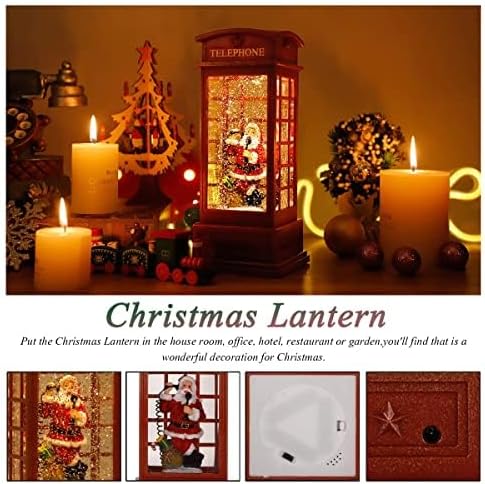 Christmas Snow Globe Lantern Christmas Decorations, Xmas Gifts Christma Vintage Home Decor Indoor,Sparkling with Music 6H Timer, Holiday Party Gifts (Santa Claus)