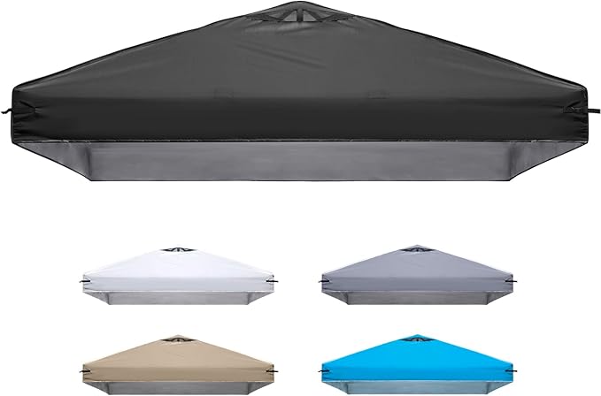 10x10 Canopy Replacement Top Cover with Air Vents for ez up Pop up Canopy Gazebo Tent, with Adjustable Strap, Waterproof & Anti-UV for Outdoor Shade (Frame Not Included) (Black)