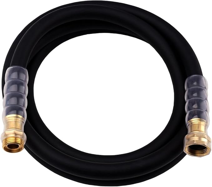 Heavy Duty Premium Garden Hose 10ft x 5/8, 300PSI Working, 1000PSI Burst, Hybrid Rubber Water Hose with Transparent Swivel Handle - Hot/Cold Water - Five Layered Braiding with Brass fittings (Black)