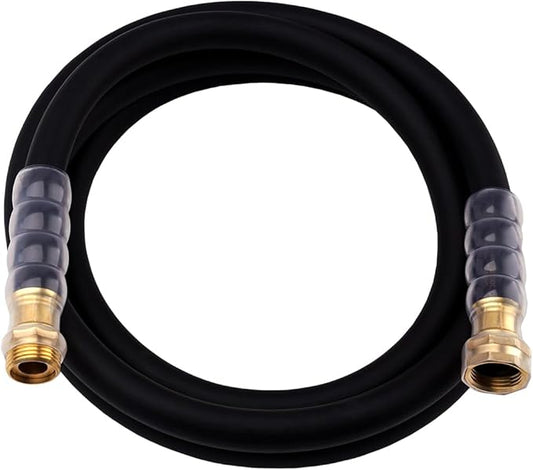 Heavy Duty Premium Garden Hose 10ft x 5/8, 300PSI Working, 1000PSI Burst, Hybrid Rubber Water Hose with Transparent Swivel Handle - Hot/Cold Water - Five Layered Braiding with Brass fittings (Black)