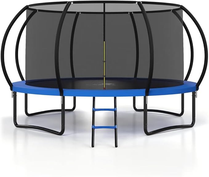 Polar Aurora 10FT 12FT 14FT 16FT Outdoor Trampoline with Safety Enclosure Net, Thickened Spring Pad，ASTM Approved Recreational Trampoline for Kids and Adults,Anti-Rust Coated Frame and Thickened Mat