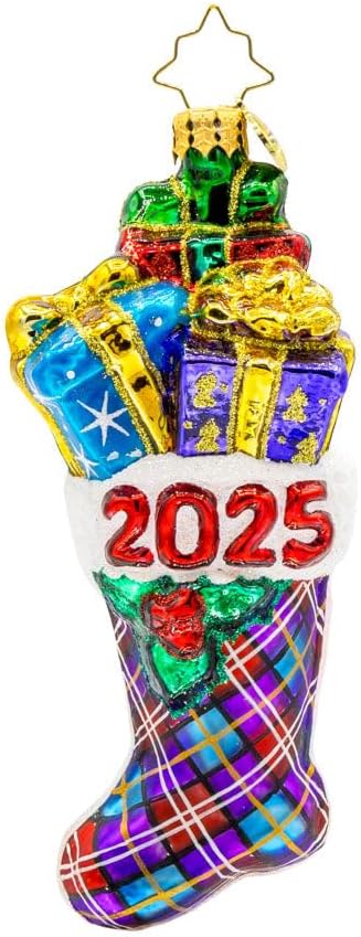 Christopher Radko Hand-Crafted European Glass Christmas Tree Decorative Ornament, 2025 Stacked Holiday Joy