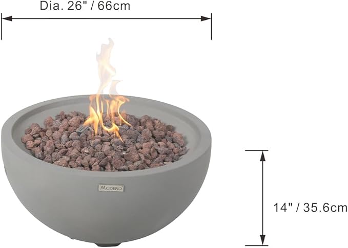 Nantucket Concrete Fire Pit 26 x 26 Outdoor Patio Firepit Includes Lava Rocks Modern Fire Pits & Outdoor Fireplaces for Garden, Deck, Indoor & Outdoor Heating