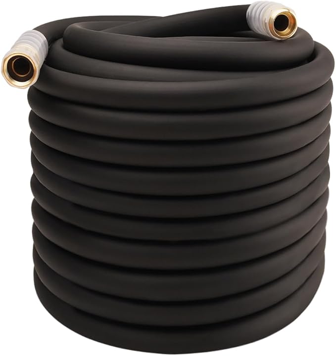 Heavy Duty Premium Garden Hose 200ft x 3/4, 300PSI Working, 1000PSI Burst, Hybrid Rubber Water Hose with Transparent Swivel Handle - Hot/Cold Water - Five Layered Braiding with Brass fittings (Black)