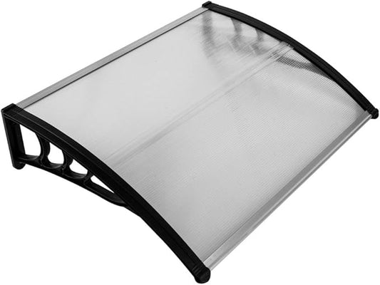 Window Awning Door Canopy Exterior- 32" x 40" Aluminum Door Awning, Polycarbonate Cover Patio Canopy Awning for House, Outside, Rain Snow & UV Resistant (Clear Board & Black Bracket)
