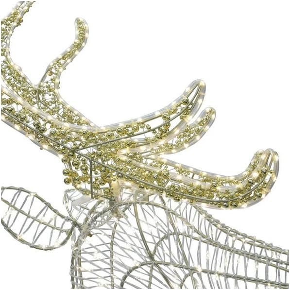 7ft Pre-Lit Twinkling Buck with 1,608 Warm White LED Lights, Outdoor/Indoor Christmas Reindeer Yard Decoration with Bow & Antlers