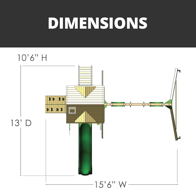 Gorilla Playsets Spring Creek Wooden Swing Set with Wood Roof, Slide, Swings, and Climbing Wall