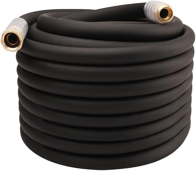 Heavy Duty Premium Garden Hose 100ft x 3/4, 300PSI Working, 1000PSI Burst, Hybrid Rubber Water Hose with Transparent Swivel Handle - Hot/Cold Water - Five Layered Braiding with Brass fittings (Black)