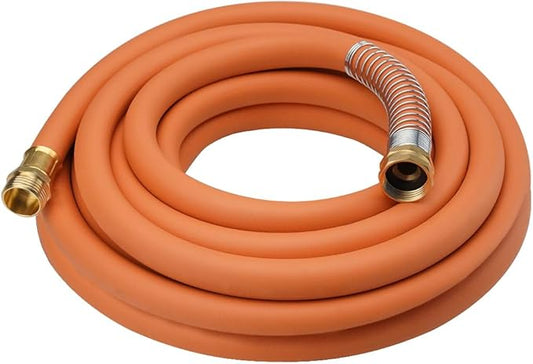 WiseFlow Garden Hose 25FT x 3/4, Heavy Duty Rubber Hose, Water Hose with Five Layered Braiding, Male Female Fittings, 1000PSI Burst, 300PSI Working (Orange)
