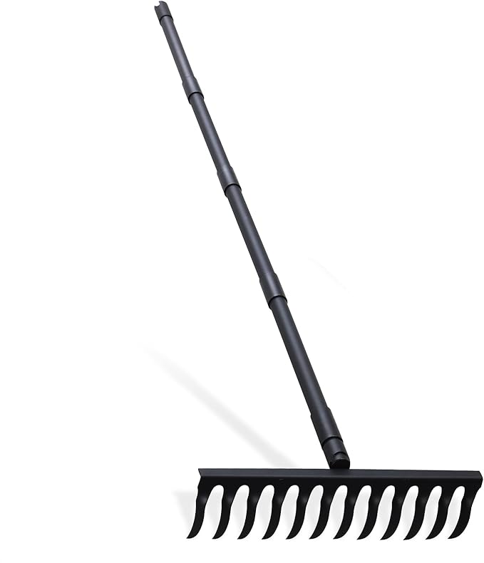 Pragmatist Bow Rake Heavy Duty 60 Metal Head Garden Rake with Adjustable Stainless Steel Handle Garden Tool for Loosening Soil Leveling Mulch Gathering Leaf