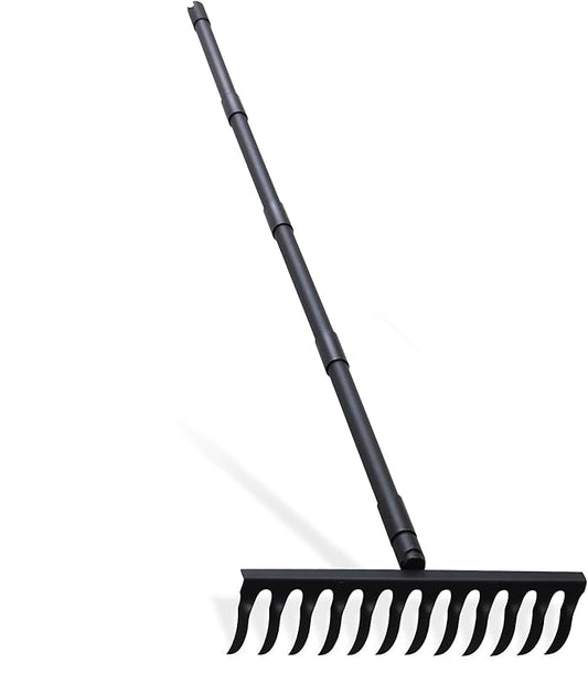 Pragmatist Bow Rake Heavy Duty 60 Metal Head Garden Rake with Adjustable Stainless Steel Handle Garden Tool for Loosening Soil Leveling Mulch Gathering Leaf