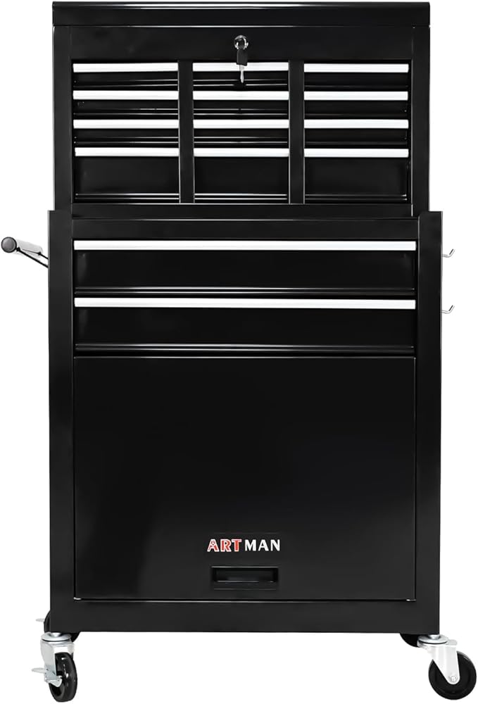 Rolling Tool Chest with Wheels, 8-Drawer Steel Tool Storage Cabinet with Lockable Top, Heavy-Duty Mobile Tool Box Organizer for Garage, Workshop & Job Site
