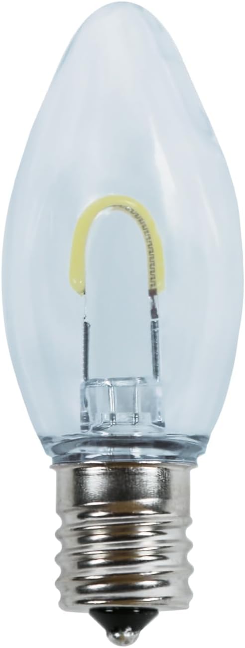 Pro Christmas C9 LED U Shape Flexible Filament Bulb - Pro Pack of 25 Bulbs - Energy Efficient Outdoor Waterproof Lighting for Holiday Decor, Christmas Trees - Pure White