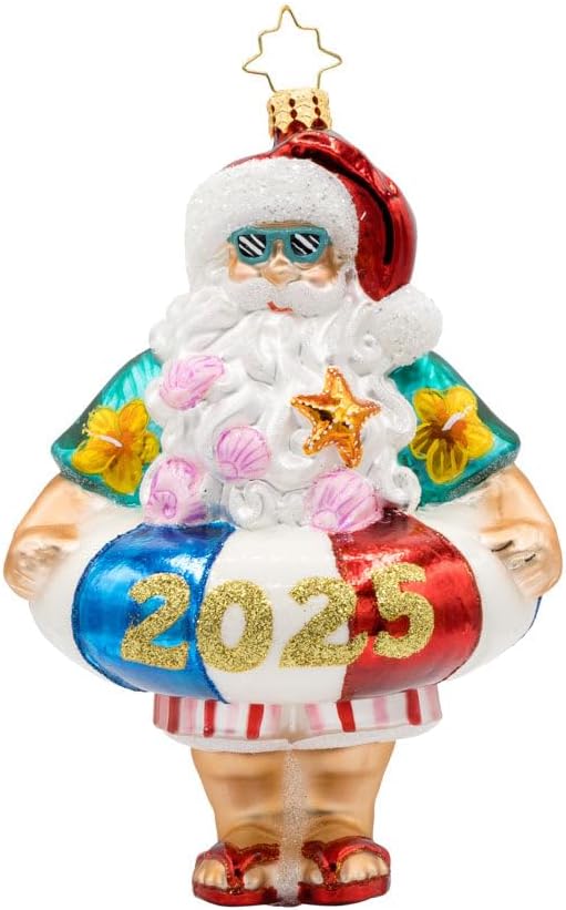 Christopher Radko Hand-Crafted European Glass Christmas Tree Decorative Ornament, 2025 Sun-Kissed Klaus
