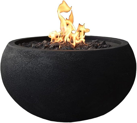 York Fire Table Outdoor Fire Pit 27 x 27 Cast Concrete Firepit Includes Lava Rocks 45,000 BTUs Outdoor Fireplace for Patio Furniture Set, Deck, Porch, Outdoor Heater - Natural Gas
