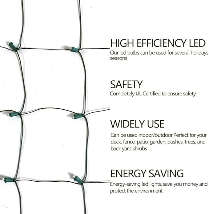LED Christmas Net Lights Outdoor Christmas Decorations for Bushes,144LED 6ftx6ft Connectable Green Wire Net Christmas Lights for Outdoor indoor Yard Mesh Shrub Tree Decor ,UL Certified(Multicolor)