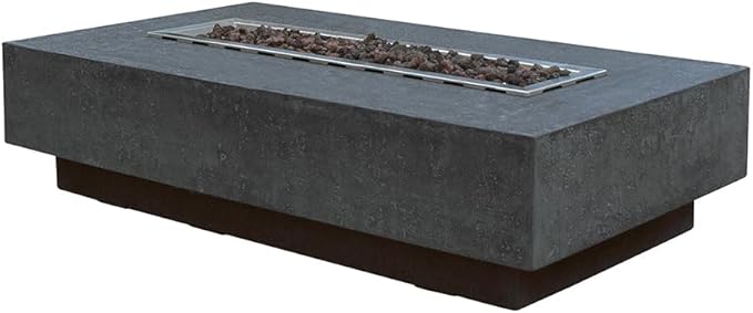 Hampton Fire Table Outdoor Fire Pit 56 x 32 Cast Concrete Firepit Includes Lava Rocks 45,000 BTUs Outdoor Fireplace for Patio Furniture Set, Deck, Porch, Outdoor Heater - Natural Gas