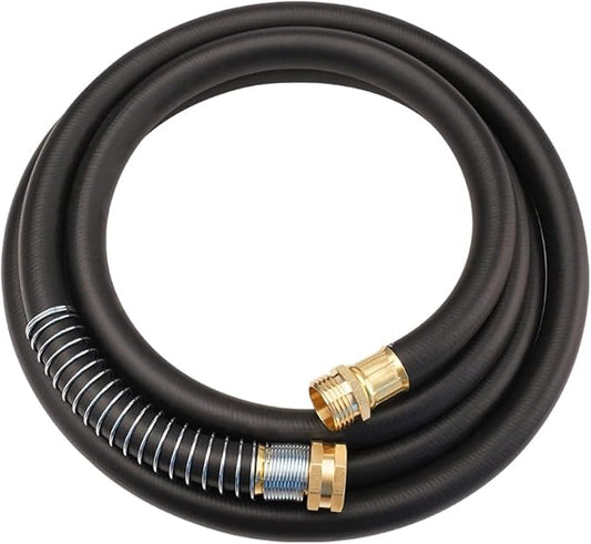 WiseFlow Garden Hose 10FT x 5/8, Heavy Duty Rubber Hose, Water Hose with Five Layered Braiding, Male Female Fittings, 1000PSI Burst, 300PSI Working (Black)