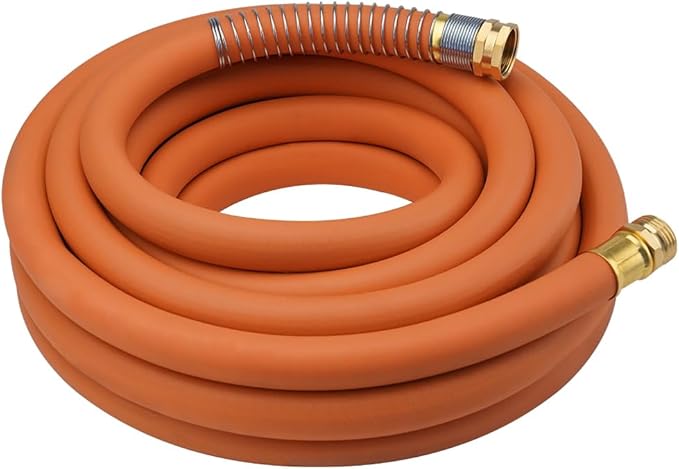 WiseFlow Garden Hose 50FT x 3/4, Heavy Duty Rubber Hose, Water Hose with Five Layered Braiding, Male Female Fittings, 1000PSI Burst, 300PSI Working (Orange)
