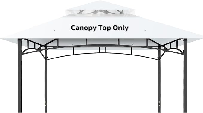 Gazebo Replacement Canopy Top Waterproof Cover, Fits Model L-GZ136PST, Double-Tiered and UV-Resistant (White)