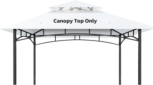 Gazebo Replacement Canopy Top Waterproof Cover, Fits Model L-GZ136PST, Double-Tiered and UV-Resistant (White)