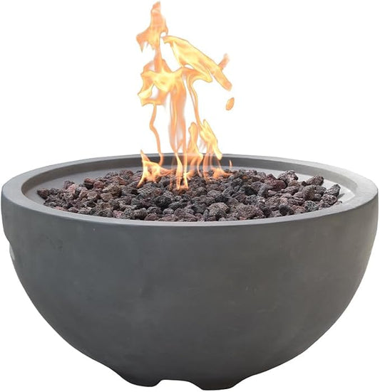 Nantucket Concrete Fire Pit 26 x 26 Outdoor Patio Firepit Includes Lava Rocks Modern Fire Pits & Outdoor Fireplaces for Garden, Deck, Indoor & Outdoor Heating