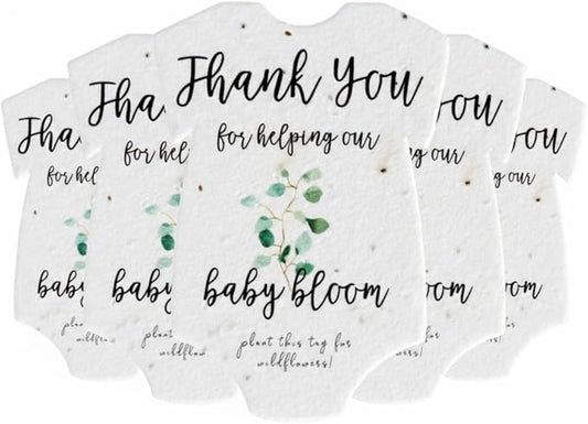 Onesie Seed Paper – 5Pcs Green Baby Shower Favors for Guests with Wildflower Seeds, Writable & Plantable, Baby Shower Gifts for Guest