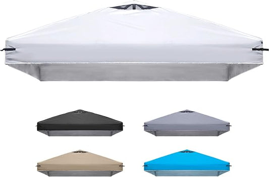10x10 Canopy Replacement Top Cover with Air Vents for Pop up Canopy Gazebo Tent, with Adjustable Strap, Waterproof & Anti-UV for Outdoor Shade (Frame Not Included) (White)