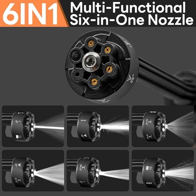 Portable Cordless Pressure Washer, 40000 mAh Battery Powered Pressure Washer with 2 Rechargeable 4.0AH Batteries and 6-in-1 Nozzle for Car Floor Wall Fence Cleaning Garden Watering