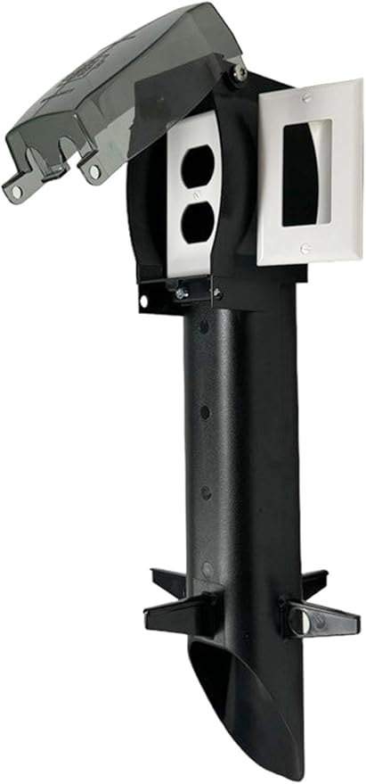 iMBAPrice IMBA-GPD19B-1 19.5" Low-Profile Outdoor Landscape Lighting Garden Post Enclosure for GFCI Devices with Integrated Cover for Electrical Socket Outlet Power, Black