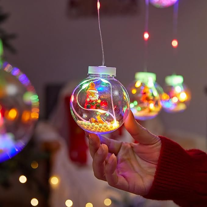 Wish Ball Curtain Lights: 118 in x 27.5 in LED Color - Changing String Lights. 8 Modes, Timer Function. Wish Balls with Built - in Christmas Tree Decorations.