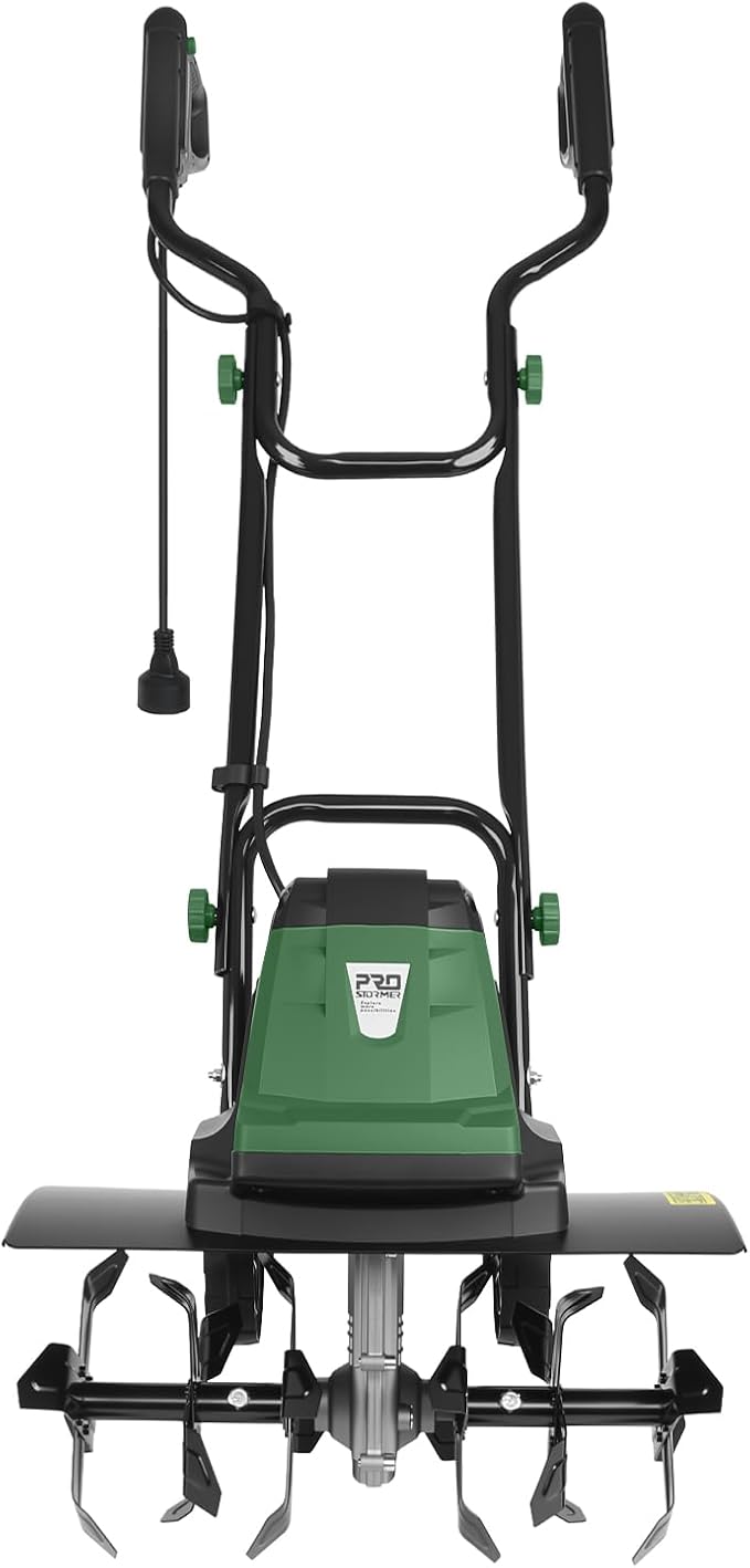 Prostormer Electric Tiller for Gardening, 18¡± Tilling Width & 9¡± Working Depth, 1800W 15A Corded Rototiller Cultivator with 24 Steel Tines for Soil Cultivation, Weeding and Lawn Care