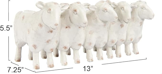 Creative Co-Op Resin Sheep Planter with Distressed Finish, White