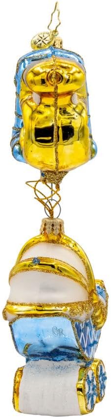 Christopher Radko Hand-Crafted European Glass Christmas Tree Decorative Ornament, 2025 Baby Blue Craddle of Celebration