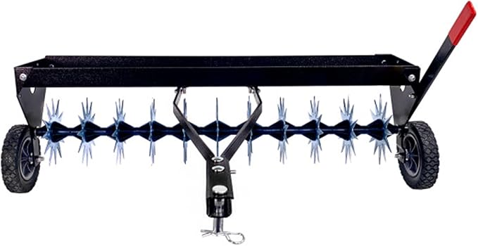 Brinly SAT2-40BH-P Tow Behind Spike Aerator with Transport Wheels, 40 - Carbon