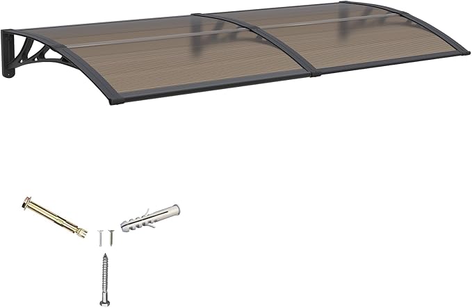 Awning for Door Entrance,32x60 Inches Window Awnings for Doors Canopy Polycarbonate Cover Patio Door Awning UV Rain Snow Sunlight Protection Hollow Shee