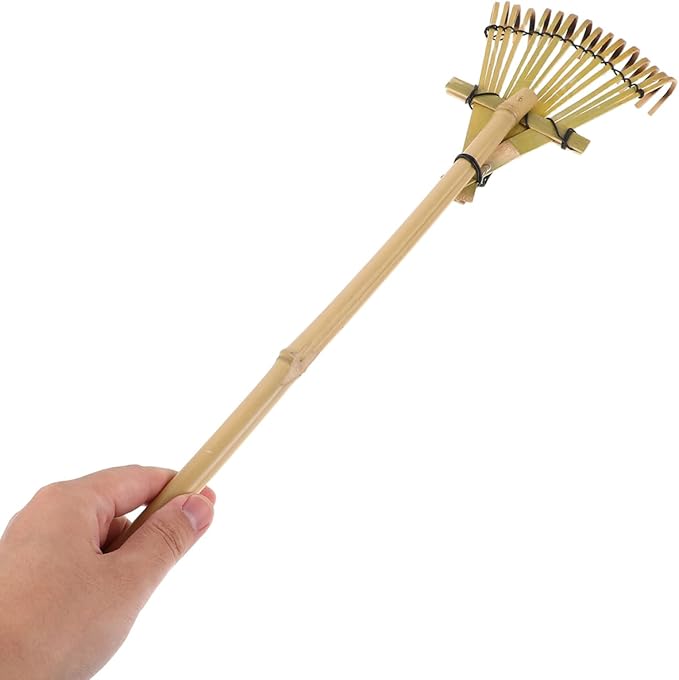 BESPORTBLE Bamboo Garden Rake: Small Yard Rake for Sandboxes and Landscaping Outdoor Durable Eco-Friendly Tool 19.7 Inch